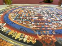 Buddhist Hand Painted Thangka Of Kalachakra Mandala, Lamas Art