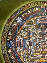 Buddhist Hand Painted Thangka Of Kalachakra Mandala, Lamas Art