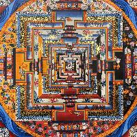 Buddhist Hand Painted Thangka Of Kalachakra Mandala, Lamasart], [square Mandala]