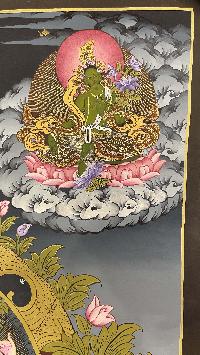 Buddhist Hand Painted Thangka Of Chenrezig, [real Gold], Lamas Art, Three Great Bodhisattvas