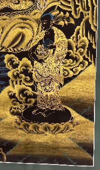 Buddhist Hand Painted Thangka Of Shakyamuni Buddha, [real Gold], Lamas Art