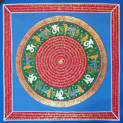 [stock Clearance], Buddhist Hand Painted Mantra Mandala, [square Mandala]