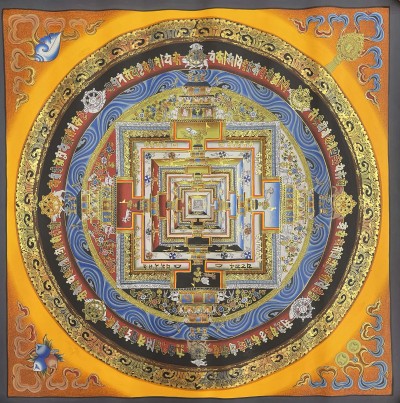 Buddhist Hand Painted Thangka Of Mandala, Lamas Art, [square Mandala]