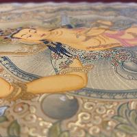 Buddhist Hand Painted Thangka Of Manjushri, Lama`s Art, [square Mandala]