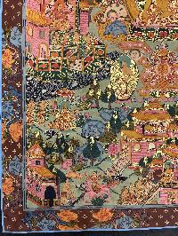 Buddhist Hand Painted Thangka Of Buddha Life Story, Lamas Art