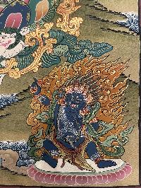 Buddhist Hand Painted Thangka Of Avalokiteshvara Or Chenrezig, [real Gold], Lama`s Art, Three Great Bodhisattvas