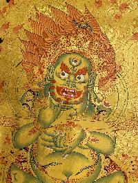 Buddhist Hand Painted Thangka Of Mahakala Panjaranatha, [real Gold], Lamas Art