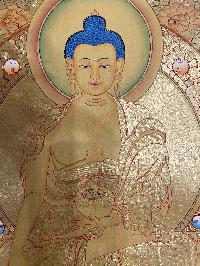 Buddhist Hand Painted Thangka Of Shakyamuni Buddha, [real Gold], Lama`s Art