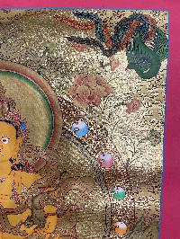 Buddhist Hand Painted Thangka Of Namtose Vaisravana Jambhala, [real Gold], Lamas Art