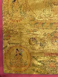 Buddhist Hand Painted Thangka Of Amitabha Buddha, [real Gold], Lama`s Art