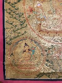 Buddhist Hand Painted Thangka Of Manjushri [and Various Form Of Manjushri], [real Gold], Lama`s Art