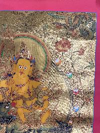 Buddhist Hand Painted Thangka Of Jambhala: Namtose Vaisravana, [real Gold], Lamas Art