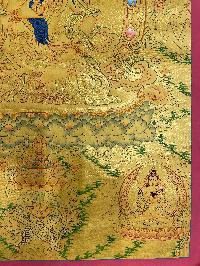 Buddhist Hand Painted Thangka Of Vajrasattva With Consort, [shakti], Yab-yum, With [vajradhara] At Four Corners, [real Gold], Lama`s Art