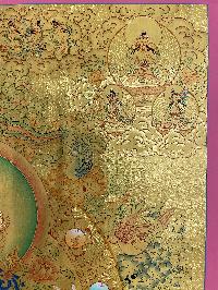 Buddhist Hand Painted Thangka Of Chenrezig, [real Gold], Lama`s Art, Three Great Bodhisattvas