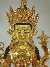 [traditional Style], Buddhist Statue Of Chenrezig, [full Fire Gold Plated], With [painted Face]