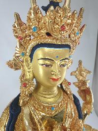 [traditional Style], Buddhist Statue Of Chenrezig, [full Fire Gold Plated], With [painted Face]