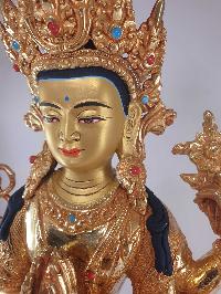 [traditional Style], Buddhist Statue Of Chenrezig, [full Fire Gold Plated], With [painted Face]