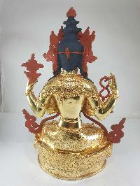 [traditional Style], Buddhist Statue Of Chenrezig, [full Fire Gold Plated], With [painted Face]