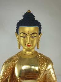[traditional Style], Buddhist Statue Of Shakyamuni Buddha, [full Fire Gold Plated], With [painted Face]