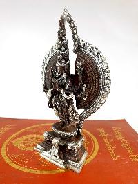 Buddhist Statue Of Sahasrabhuja Avalokitesvara, [silver And Chocolate Oxidized]