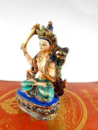 Resin Statue Of Manjushri [traditional Color Painted], [white And Blue]