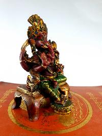 Resin Statue Of Ganesh [traditional Color Painted], [red And Green]