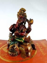 Resin Statue Of Ganesh [traditional Color Painted], [red And Green]