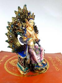 Resin Statue Of Maitreya Buddha [traditional Color Painted], [white And Blue]