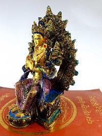 Resin Statue Of Maitreya Buddha [traditional Color Painted], [yellow, Blue]