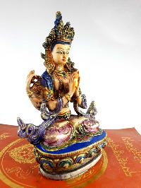 Resin Statue Of Chenrezig [traditional Color Painted], [white, Blue]