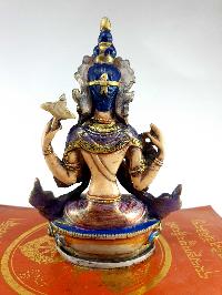 Resin Statue Of Chenrezig [traditional Color Painted], [white, Blue]