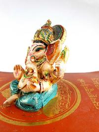 Resin Statue Of Ganesh [traditional Color Painted], [white Tourquise]