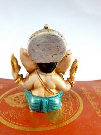 Resin Statue Of Ganesh [traditional Color Painted], [white Tourquise]