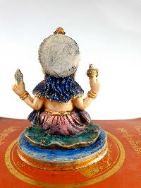 Resin Statue Of Ganesh [traditional Color Painted], [white Green]