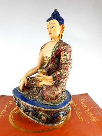 Resin Statue Of Shakyamuni Buddha [traditional Color Painted], [white And Blue]