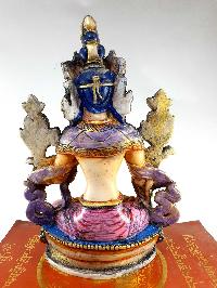 Resin Statue Of White Tara [traditional Color Painted], [white, Blue, Pink]