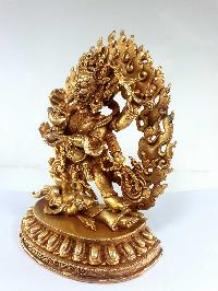 Buddhist Statue Of Black Mahakala, [full Gold Plated], [fine Quality]