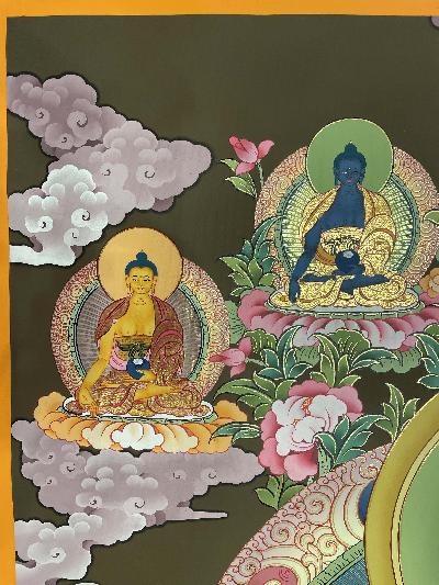 Buddhist Hand Painted Thangka Of Shakyamuni Buddha, [pure 24 Carat Gold, Vegetable Pigment], Lama`s Art