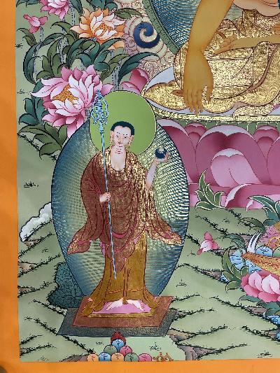 Buddhist Hand Painted Thangka Of Shakyamuni Buddha, [pure 24 Carat Gold, Vegetable Pigment], Lama`s Art