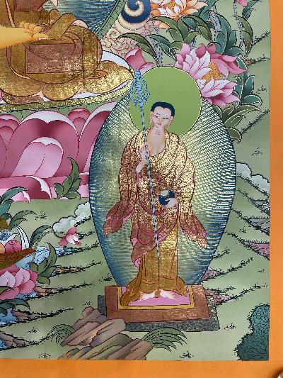 Buddhist Hand Painted Thangka Of Shakyamuni Buddha, [pure 24 Carat Gold, Vegetable Pigment], Lama`s Art