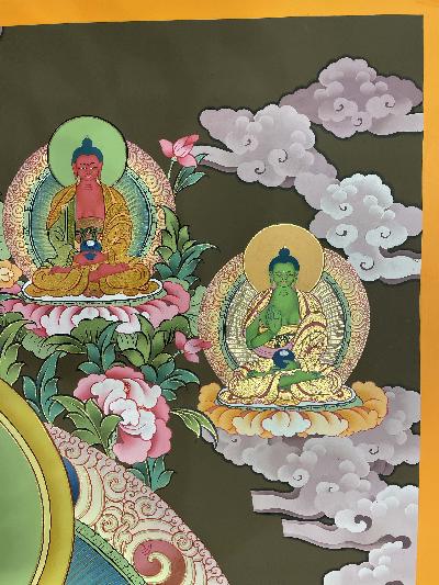 Buddhist Hand Painted Thangka Of Shakyamuni Buddha, [pure 24 Carat Gold, Vegetable Pigment], Lama`s Art