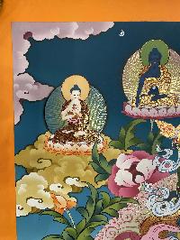 Buddhist Hand Painted Thangka Of Jambhala: Namtose, [pure 24 Carat Gold, Vegetable Pigment], Lama`s Art