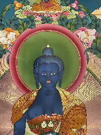 [master Quality], Buddhist Thangka Of Medicine Buddha, [original]