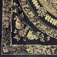 Buddhist Handmade Thangka Of Mandala Thangka, [black And Gold], Lama`s Art