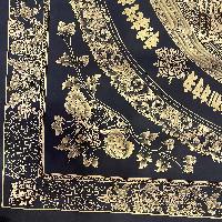 Buddhist Handmade Thangka Of Mandala Thangka, [black And Gold], Lama`s Art