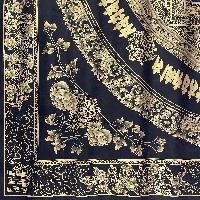 Buddhist Handmade Thangka Of Mandala Thangka, [black And Gold], Lama`s Art