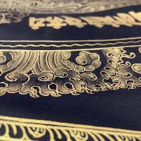 Buddhist Handmade Thangka Of Mandala Thangka, [black And Gold], Lama`s Art