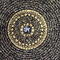 Buddhist Handmade Thangka Of Mandala Thangka, [black And Gold], Lama`s Art