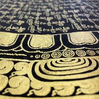 Buddhist Handmade Thangka Of Mandala Thangka, [black And Gold], Lama`s Art