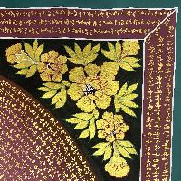 Buddhist Handmade Thangka Of Yellow Jambhala Thangka, [red, Black And Gold], Lama`s Art